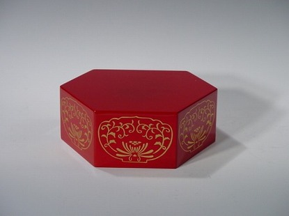 六角仏像台　朱　１号（木質木地）の画像