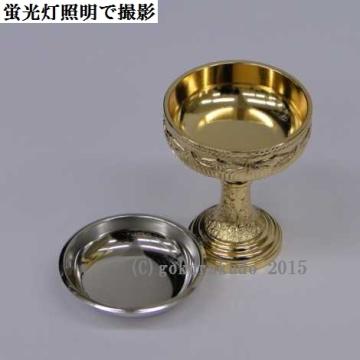 仏飯器・ブッキ（ご飯の入れ物）／真鍮DK製　本金メッキ（蓮ブッキ）　１．６寸 画像