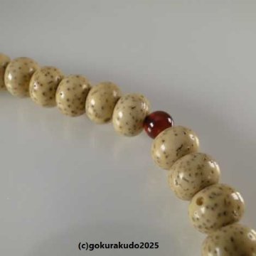 女性用略式数珠 星月菩提樹みかん玉 瑪瑙（メノウ）入 正絹頭付房エンジ色の画像