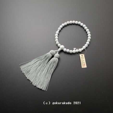 女性用略式数珠 主玉8mm玉 総ビルマ翡翠（ひすい） 正絹頭付房の画像