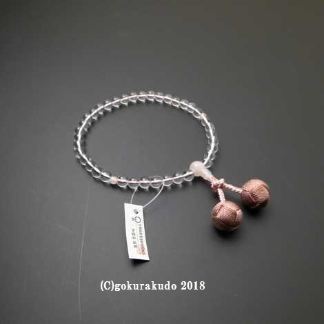 数珠 女性用 本水晶（親・２天・ボサ）ローズクオーツ入 利休房の画像