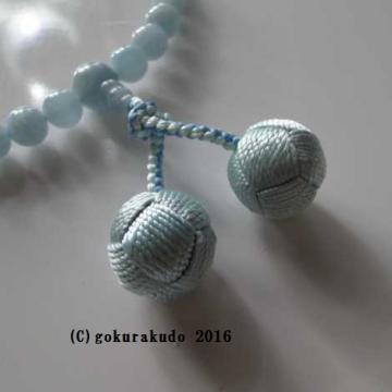 数珠 女性用 総アクアマリン８ｍｍ玉 正絹利休房（２３番）画像