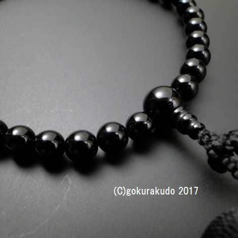 女性用略式数珠 総ブラックオニキス 主玉（おもだま）7ｍｍ玉 黒色利休房 画像