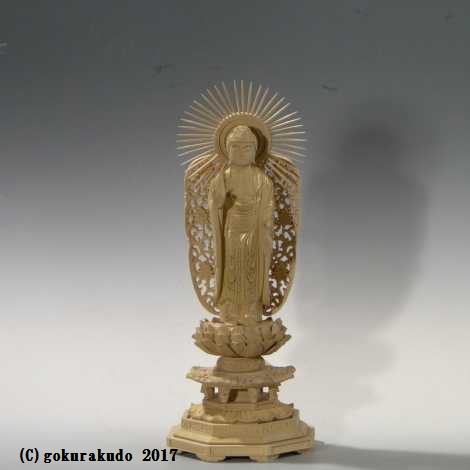 仏像 阿弥陀如来（西本願寺用） 4.0寸 総柘植（つげ） の画像