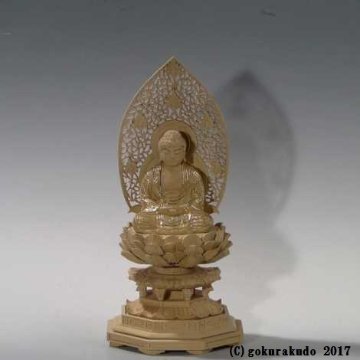 仏像 釈迦如来座像 総つげ製 2寸（切金つき）画像