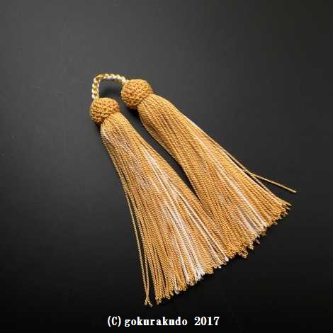 正絹頭付き房軸付き（c26 金茶+白）2.5匁の画像