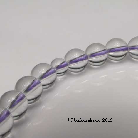 数珠 女性用 総水晶丸玉（主玉7mm）正絹頭付房 藤色の画像