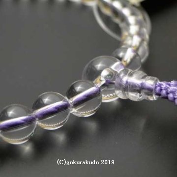 数珠 女性用 総水晶丸玉（主玉7mm）正絹頭付房 藤色の画像