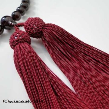 数珠 女性用 総ガーネット（上級品）主玉8mm玉 正絹頭付房エンジ色の画像