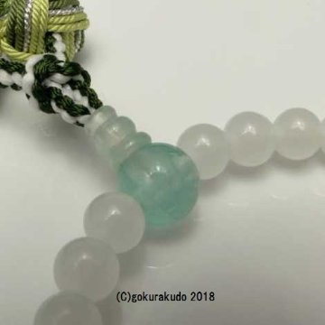 数珠 女性用 主玉ホワイトオニキス7mm玉 緑蛍石仕立 花かがり正絹房画像