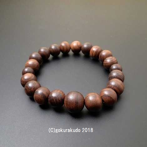 数珠ブレス 素びき縞紫檀（したん）主玉11mmの画像