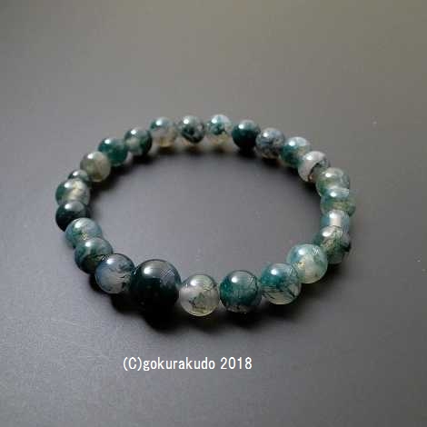 数珠ブレス 青苔メノウ 主玉8mmの画像