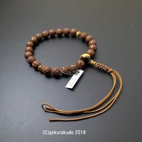 数珠 男性用 金剛菩提樹 主玉22個入り（親・２天・ボサ）虎目石 正絹紐房の画像