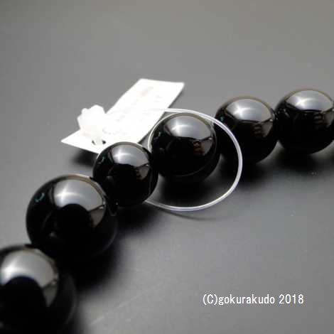 数珠 男性用 総ブラックオニキス 主玉（おもだま）22個入 正絹利休房４番（シルバーグレー系色）画像