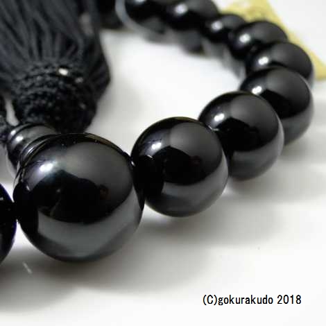 数珠 男性用 主玉(おもだま)22個入 総ブラックオニキス正絹頭付房（黒色）画像