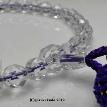 数珠 女性用 総水晶（カット）正絹頭付き房紫色画像