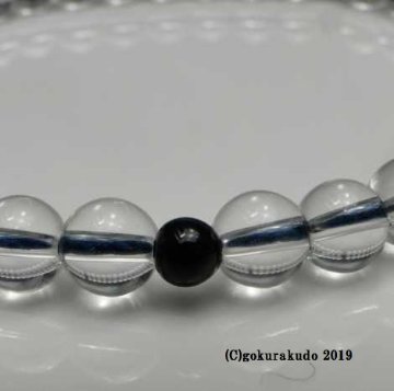 数珠 女性用 主玉水晶7mm（親・２天・ボサ）青虎目正絹頭付房の画像