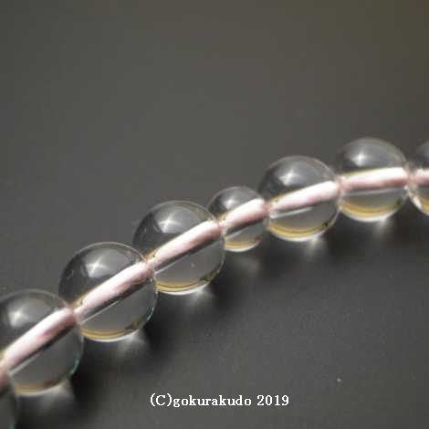 数珠 女性用 総水晶丸玉（主玉7mm）正絹頭付房 灰桜色画像