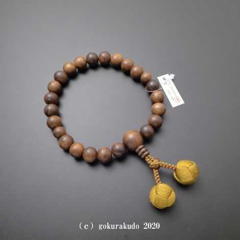 数珠 男性用 総栴檀(せんだん)、主玉(おもだま)22個入、利休色利休房の画像