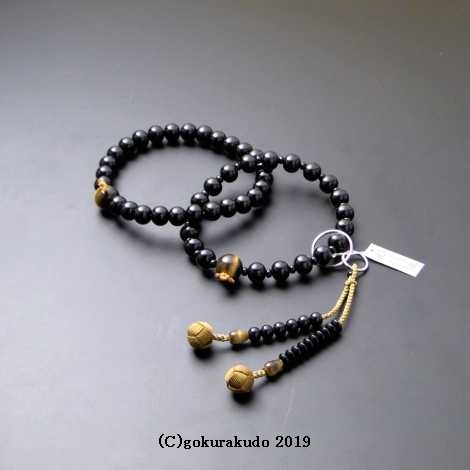 数珠 浄土宗・時宗用 三万浄土 黒檀・虎目石入 利休色利休房の画像