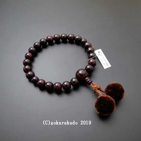 数珠 男性用 紫檀 主玉22個入 茶色梵天房の画像