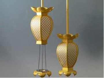 吊り灯籠 真鍮製インゲン型 中型（消し金メッキ）画像