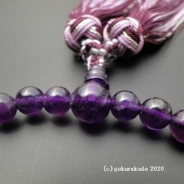 数珠 女性用 総紫水晶 主玉(おもだま)7mm 正絹花かがり房画像