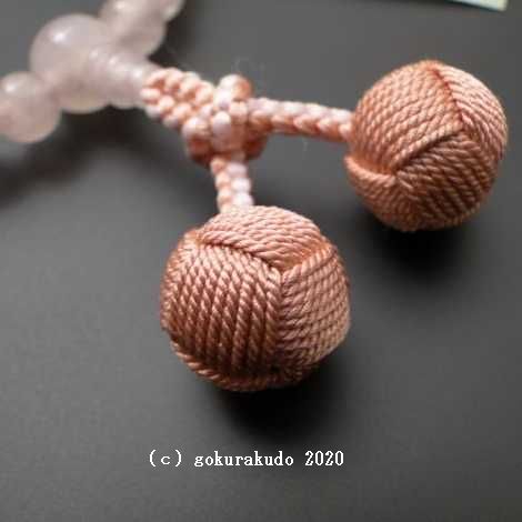 子供用数珠 総ローズクオーツ 小型利休房(サンゴ色)画像