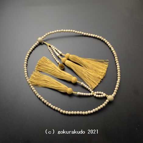 数珠 日蓮宗 総星月菩提樹 尺2 金茶装束房（正絹6匁）の画像