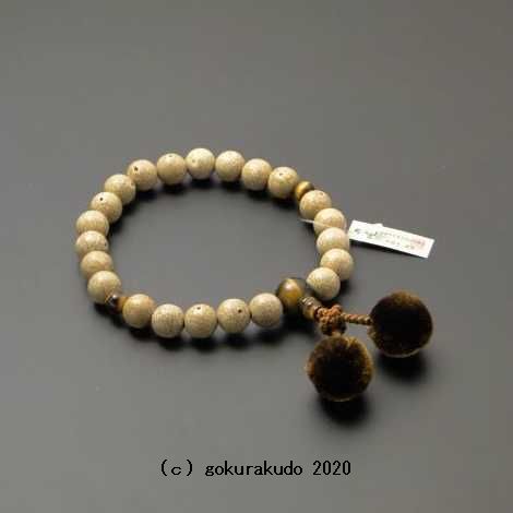 数珠 男性用 星月菩提樹 主玉(おもだま)22個入り 親・2天・ぼさ虎目石 正絹梵天房 利休色の画像