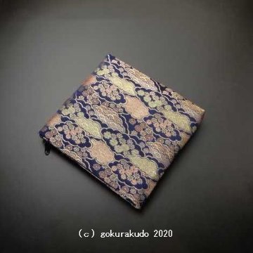 チャック付き中型袋(E)(大型数珠入れ)紺系青海波柄画像