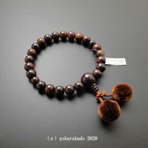 数珠 男性用 総縞紫檀(艶あり) 主玉22個入 茶色梵天房の画像