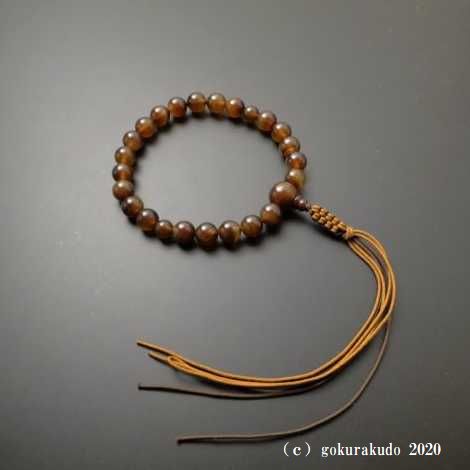 数珠 男性用 総ブラウンメノウ(明色) 正絹紐房6本組の画像