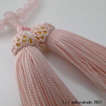 子供用数珠 総ローズクオーツ 小型人絹頭付き房（ピンク色）画像