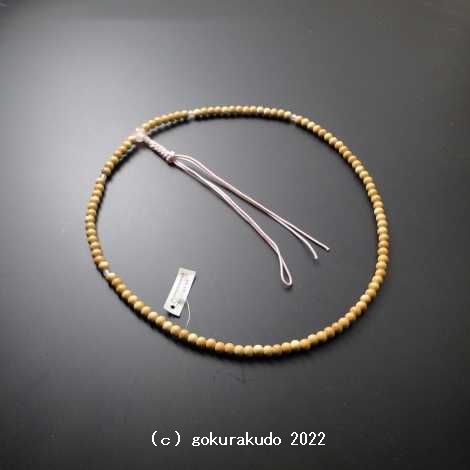 数珠 臨済宗 尺 主玉(おもだま)柘植、 (親・四天・ボサ)ローズクオーツ入 ピンク色正絹紐房の画像