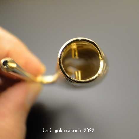 海老錠 ３寸 真鍮製本金メッキ仕上げ 朱色房付き（房は化繊） 画像