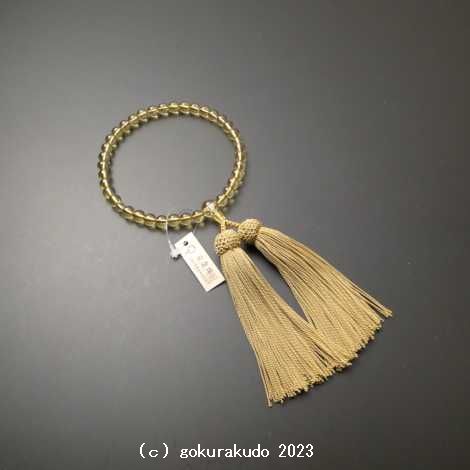 数珠 女性用 総黄水晶（主玉７ｍｍ） 正絹頭付き房の画像