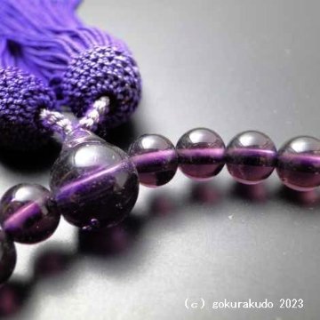 数珠 女性用 紫ガラス 正絹頭付き房画像