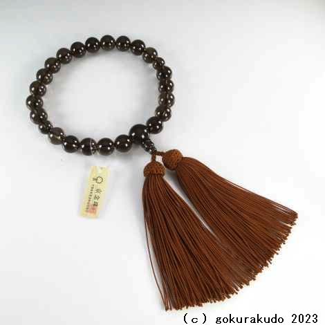 数珠 男性用 総茶水晶 主玉22個入 正絹頭付き房の画像