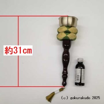 携帯印金 りん棒収納タイプ（りん3寸）欅柄（溜塗り呂色仕上）の画像