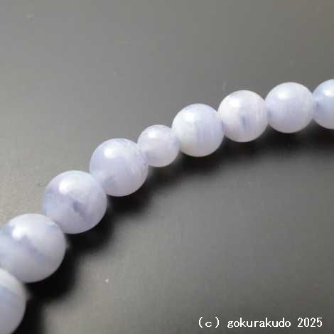 女性用略式数珠 総ブルーレース（カルセドニー） 主玉8ｍｍ 正絹花かがり房-鉄Cの画像