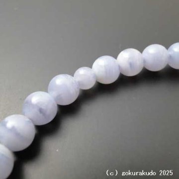 女性用略式数珠 総ブルーレース（カルセドニー） 主玉8ｍｍ 正絹花かがり房-鉄Cの画像