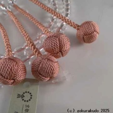 数珠 真言宗 総水晶 尺 珊瑚色利休房の画像