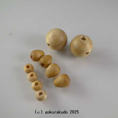(数珠部品)真言宗用の(親・四天・つゆ)　檜（ひのき）製の画像