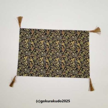 経机かけ（金襴の布）（幅　32cm～37cm）黒に近い濃い紺地に小柄唐花-Hの画像