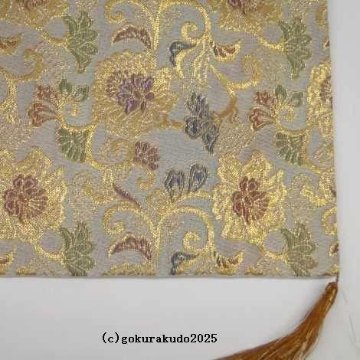 経机かけ（金襴の布）（幅48cm～49cm）白茶地に唐花-Hの画像