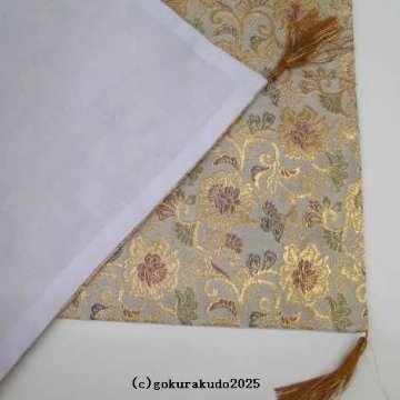 経机かけ（金襴の布）（幅48cm～49cm）白茶地に唐花-Hの画像