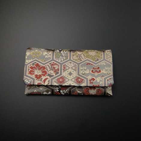 正絹２つ折り数珠入れ グレー地G-nh1の画像