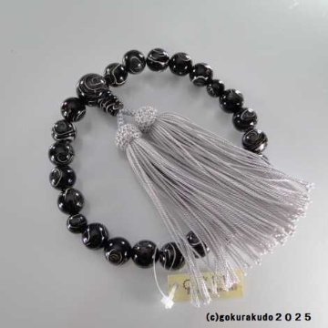 数珠 男性用 本海松 主玉(おもだま)22個入 正絹頭付房(os-2025-2)の画像