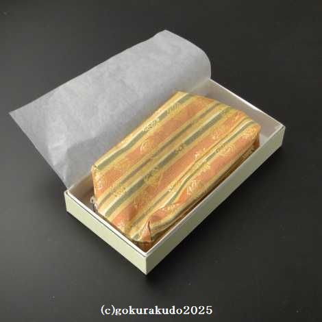 西陣織金襴ポーチ Gn-1(H)　赤系縞柄の画像